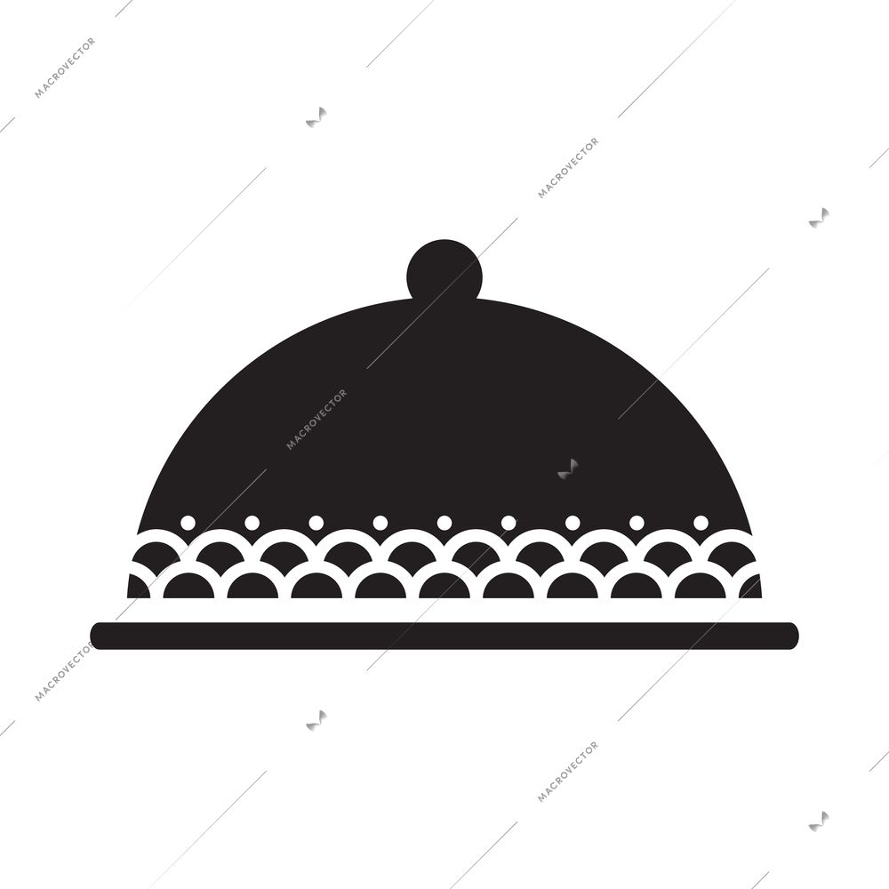 Black cloche flat silhouette icon vector illustration