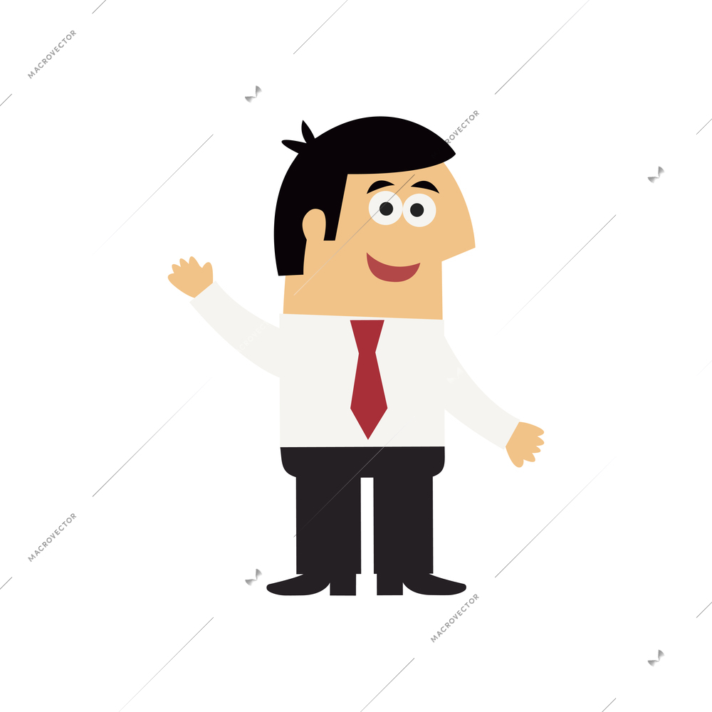 Flat male character of happy successful manager in office wear vector illustration