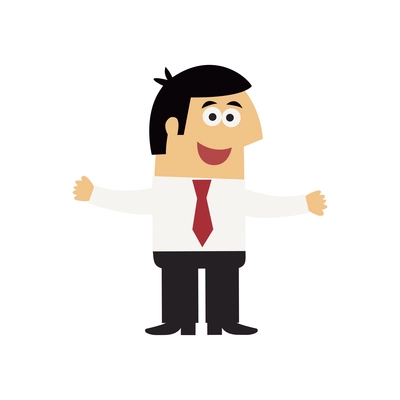 Cheerful office manager emotional pose flat vector illustration