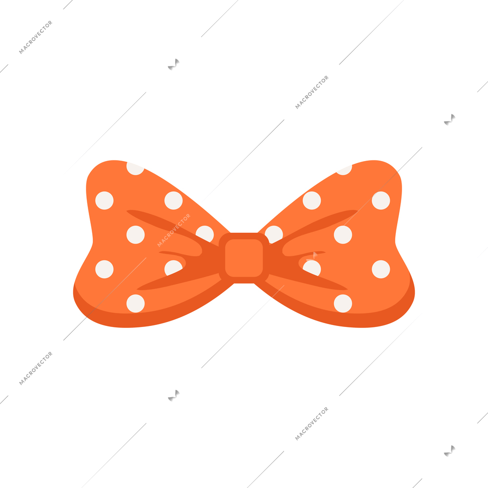 Orange spotted bow tie hipster accessory flat icon vector illustration