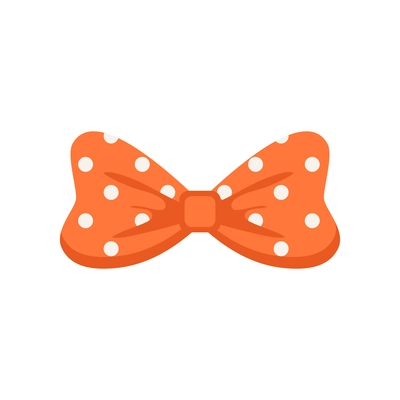 Orange spotted bow tie hipster accessory flat icon vector illustration