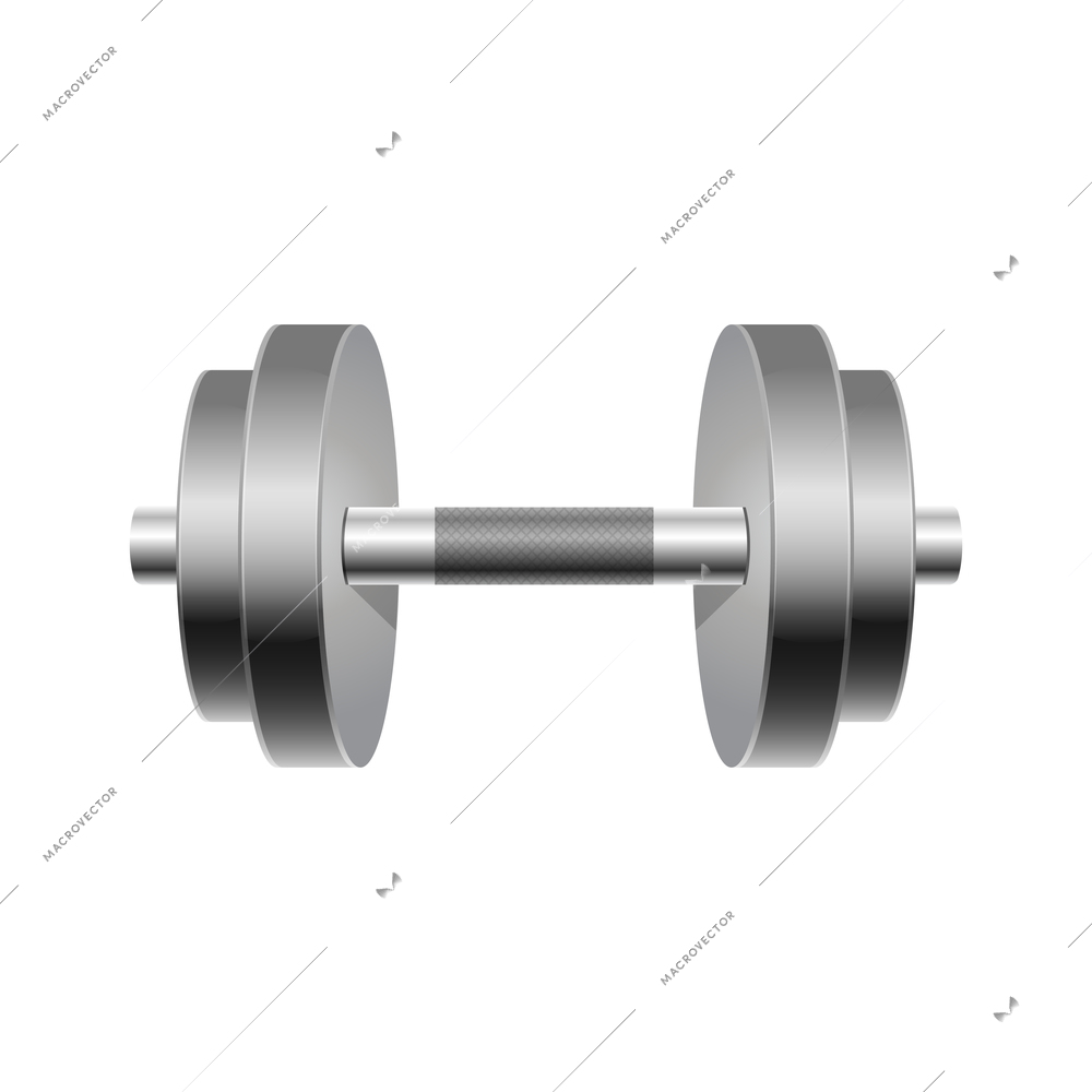 Sport equipment realistic icon with metal dumbbell vector illustration