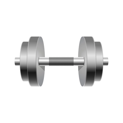 Sport equipment realistic icon with metal dumbbell vector illustration