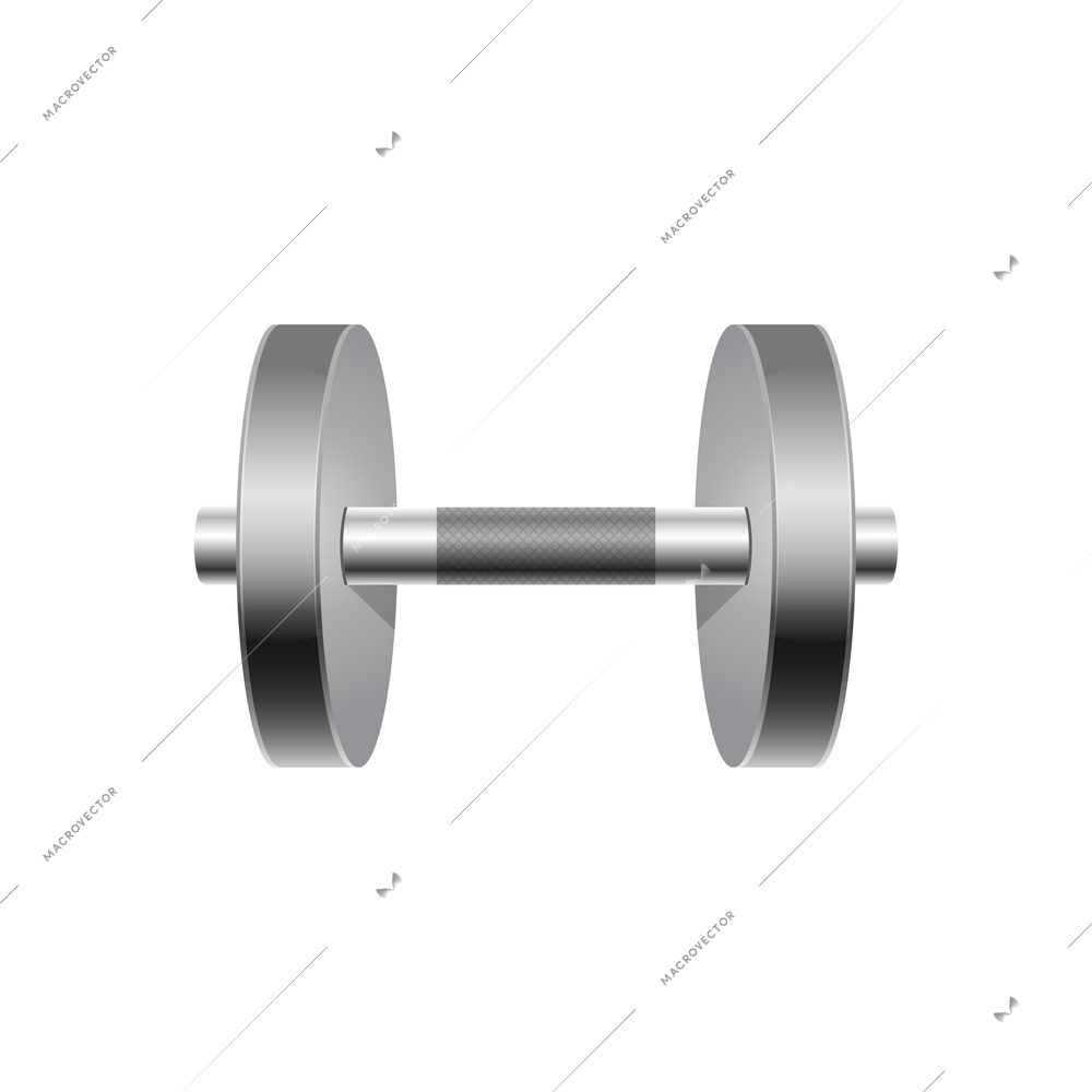 Realistic metal dumbbell on white background vector illustration