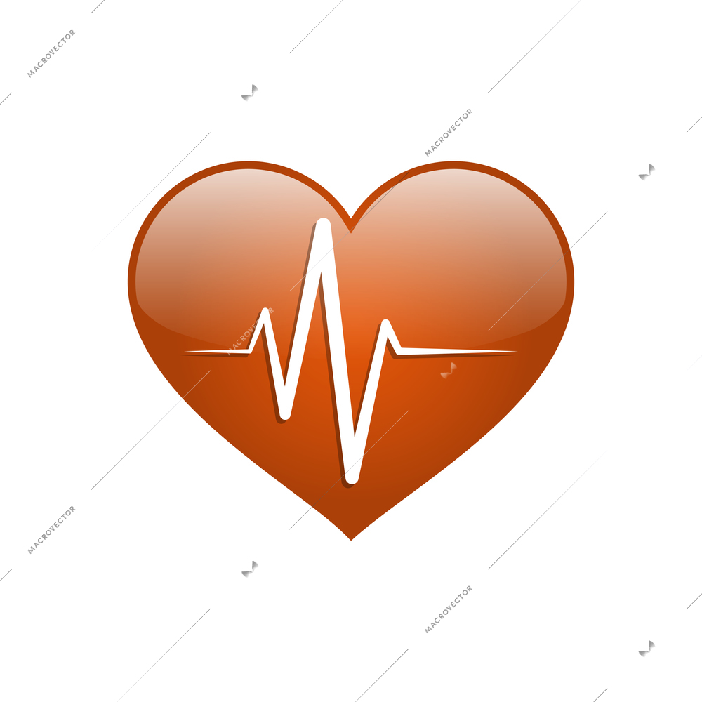 Realistic heart rate pulse icon on white background vector illustration