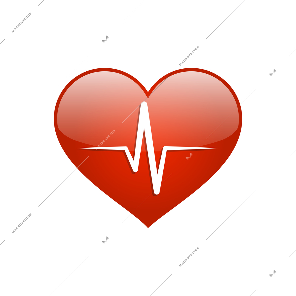 Heart rate realistic icon on white background vector illustration