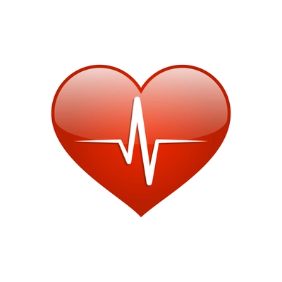 Heart rate realistic icon on white background vector illustration