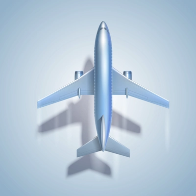 Flying airplane symbol with shadow vector illustration