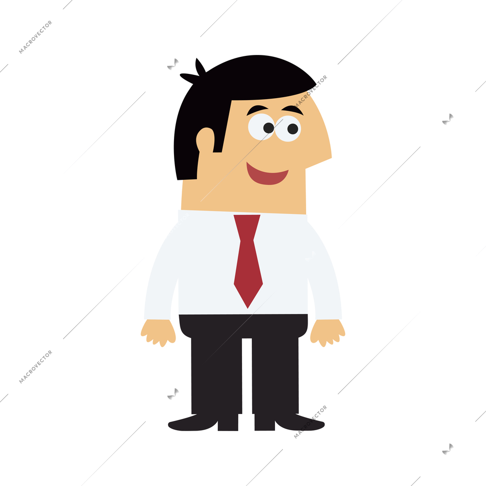 Happy office manager pose flat vector illustration