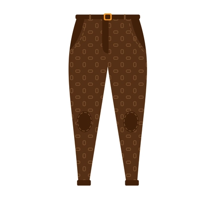 Hipster brown pants in retro style flat icon vector illustration