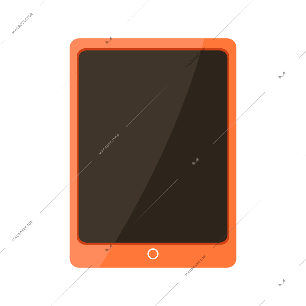 Orange electronic tablet with blank screen flat icon vector illustration