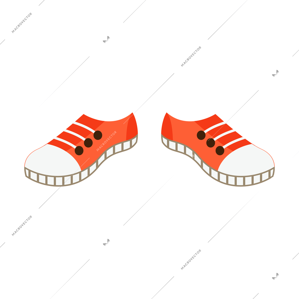 Flat pair of bright color sneakers isolated vector illustration