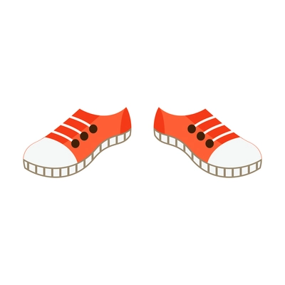 Flat pair of bright color sneakers isolated vector illustration