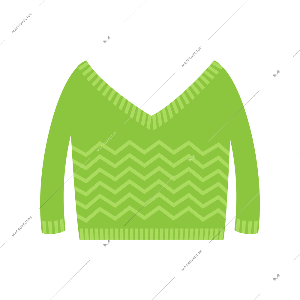 Flat icon with green male pullover on white background vector illustration