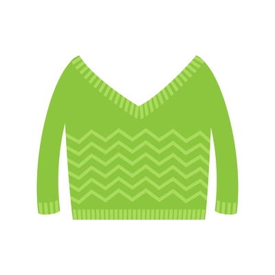 Flat icon with green male pullover on white background vector illustration