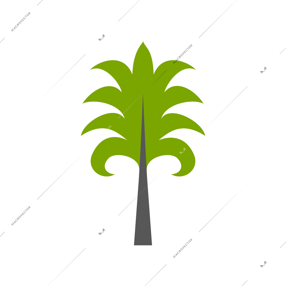 Tropical tree flat icon with green palm vector illustration