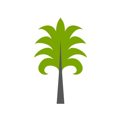 Tropical tree flat icon with green palm vector illustration