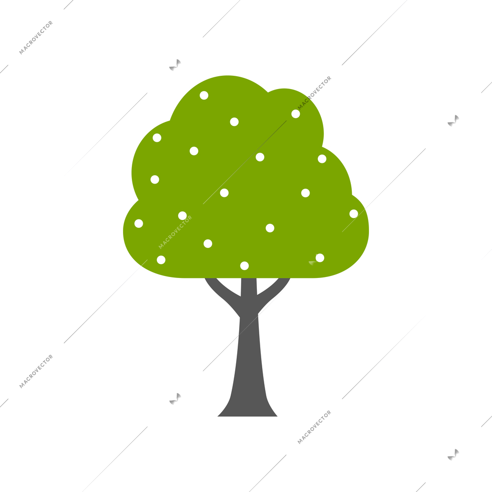 Flat green blooming tree icon vector illustration