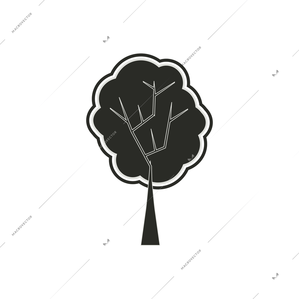 Black forest tree flat symbol vector illustration