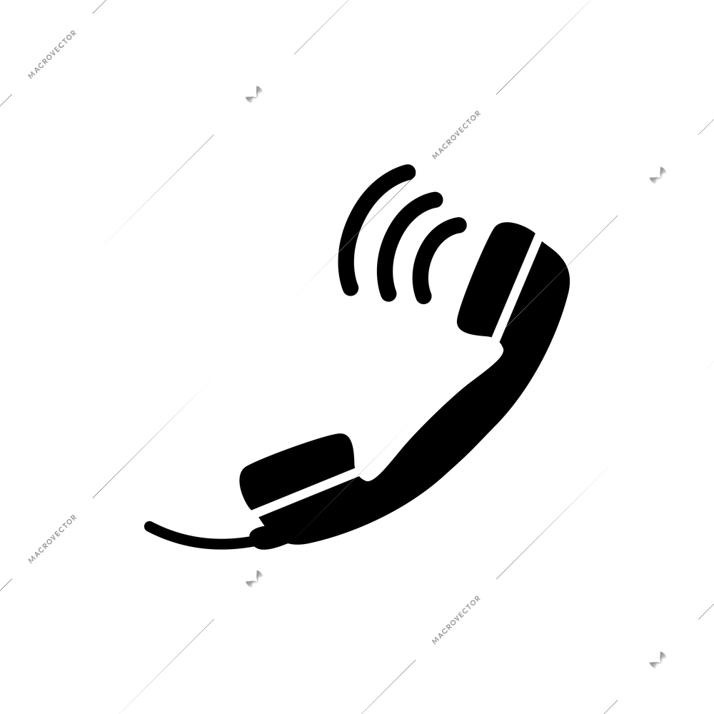 Black flat icon with retro telephone receiver vector illustration