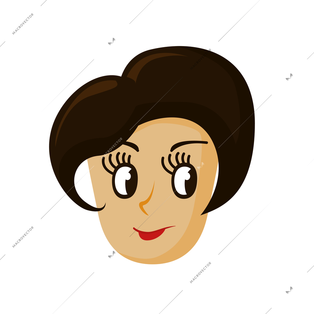 Girl face with trendy haircut flat icon vector illustration