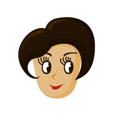 Girl face with trendy haircut flat icon vector illustration