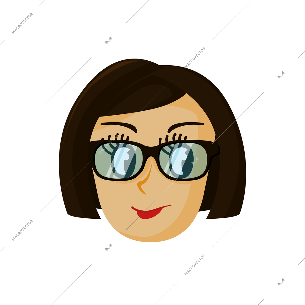 Flat icon with hipster girl face wearing glasses vector illustration