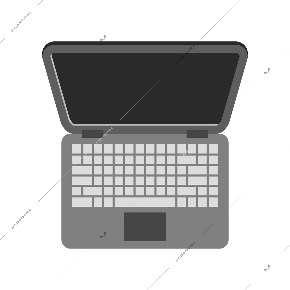 Top view laptop with blank screen flat icon vector illustration