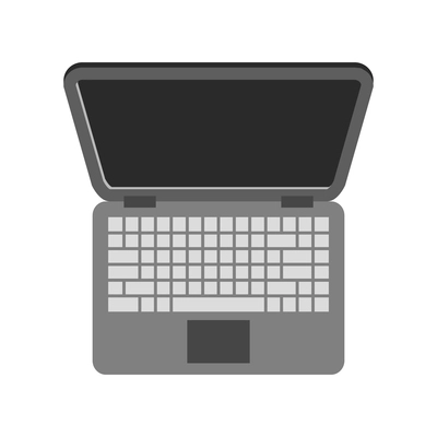 Top view laptop with blank screen flat icon vector illustration