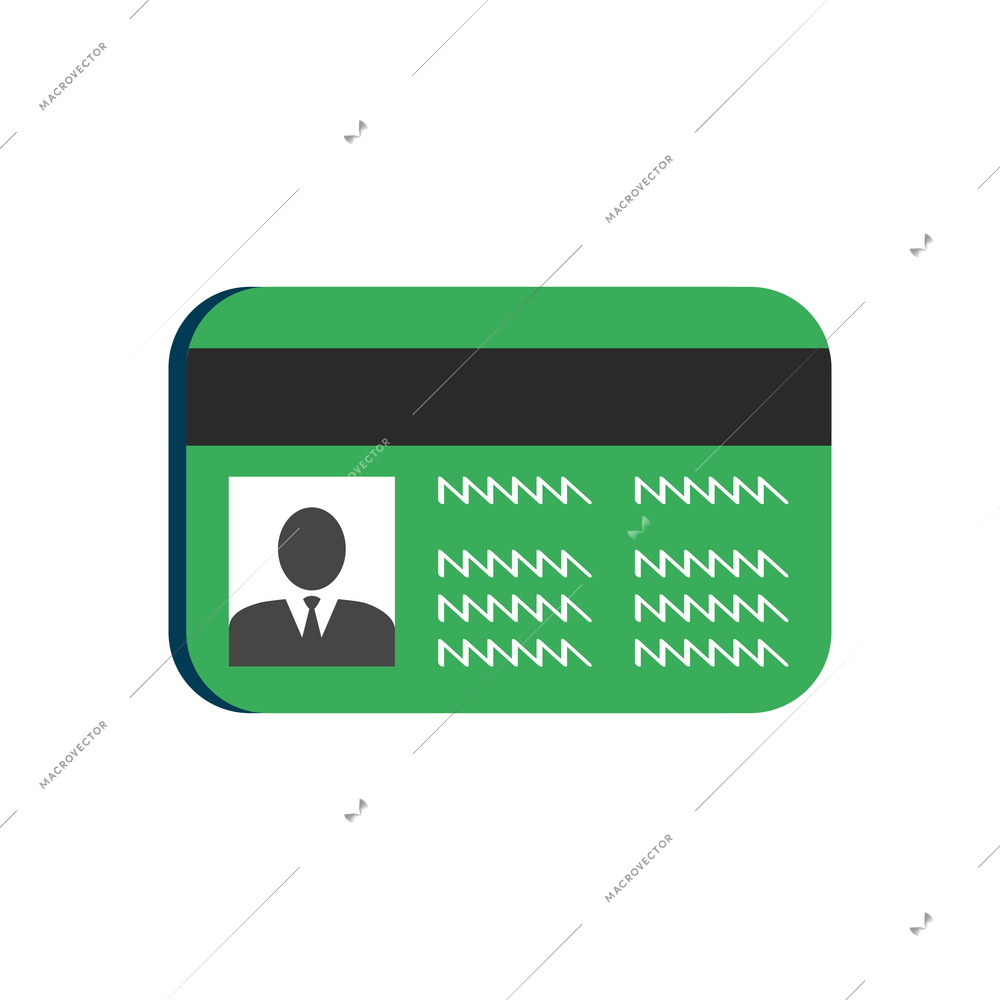 Flat icon with green personal id card vector illustration