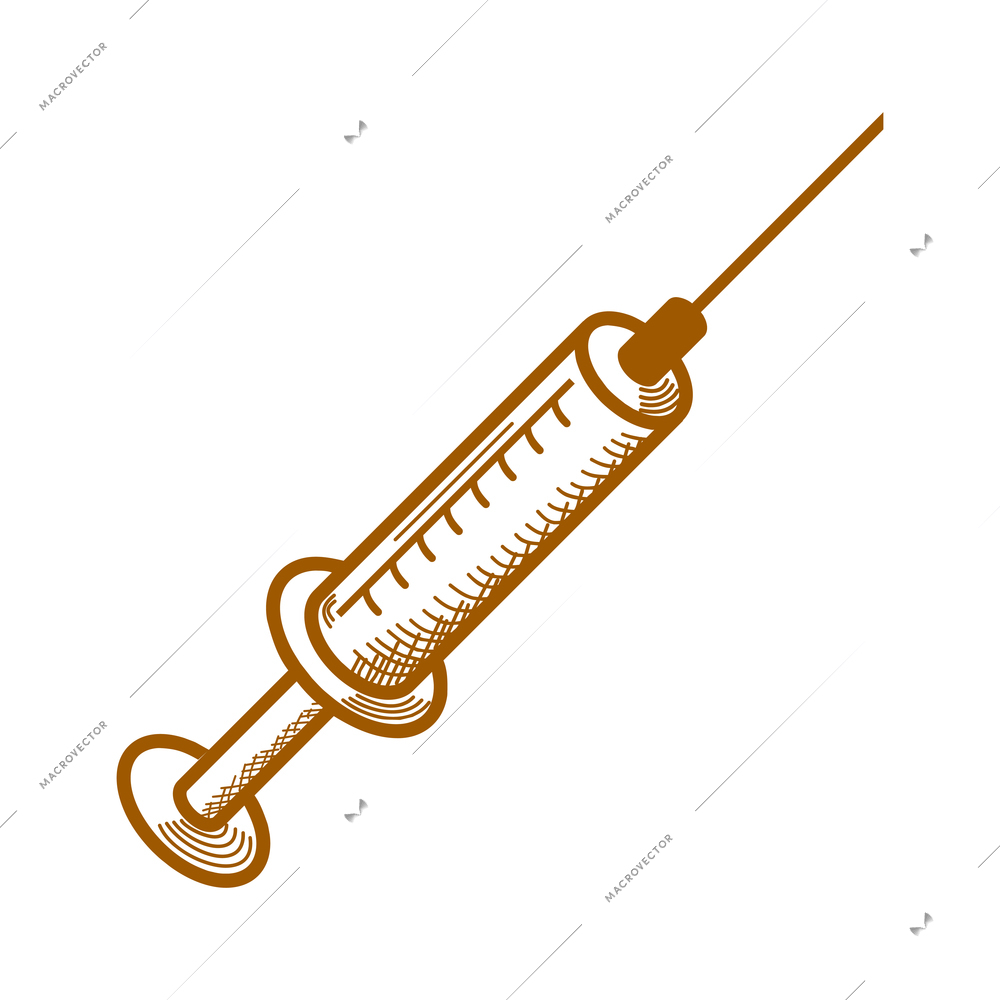 Syringe with needle hand drawn vector illustration