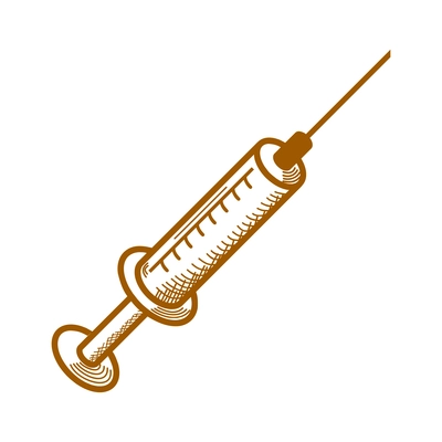 Syringe with needle hand drawn vector illustration