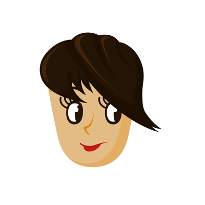 Hipster girl face with trendy haircut flat icon vector illustration