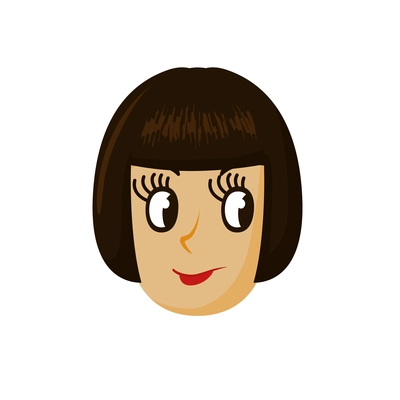 Hipster girl face with bob cut flat vector illustration