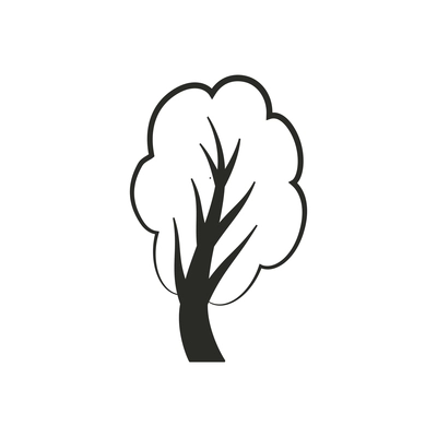 Foliage forest tree silhouette flat icon vector illustration