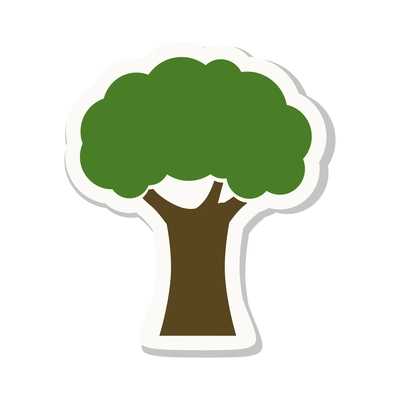 Flat design sticker with green forest tree vector illustration