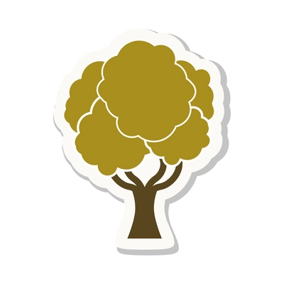 Forest tree with yellow foliage flat sticker vector illustration