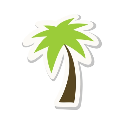 Flat sticker with green palm tree vector illustration