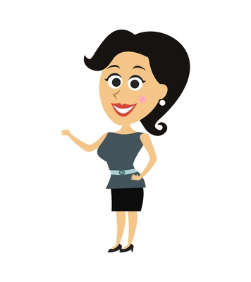 Flat character of happy standing businesswoman vector illustration