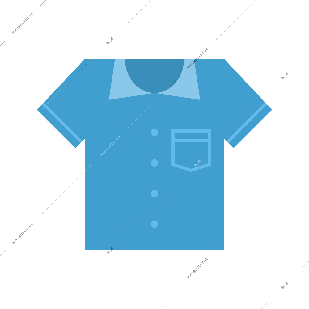 Flat icon with short sleeed blue male shirt vector illustration