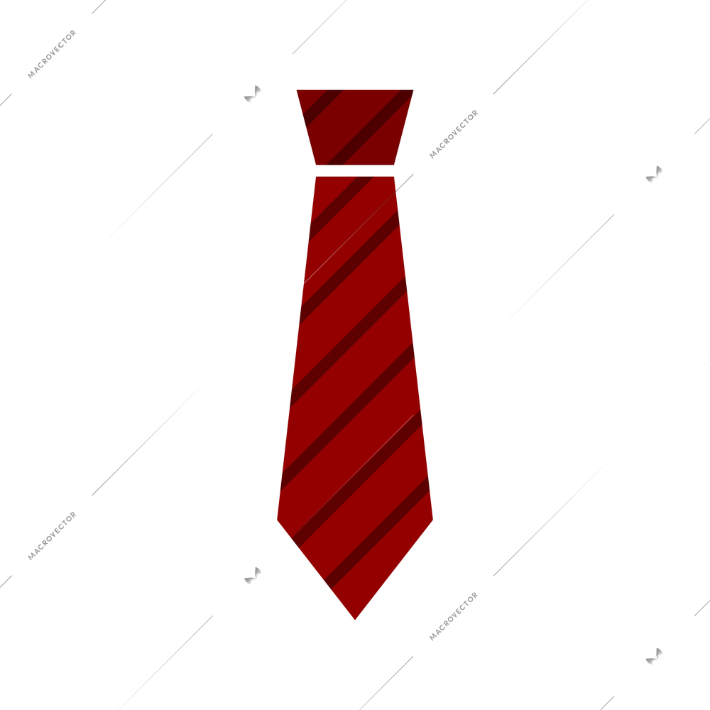 Red tie with black stripes flat icon vector illustration