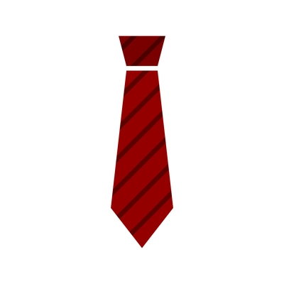 Red tie with black stripes flat icon vector illustration