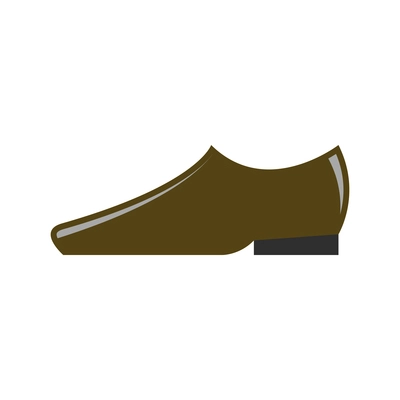 Shiny brown male shoe side view flat icon vector illustration