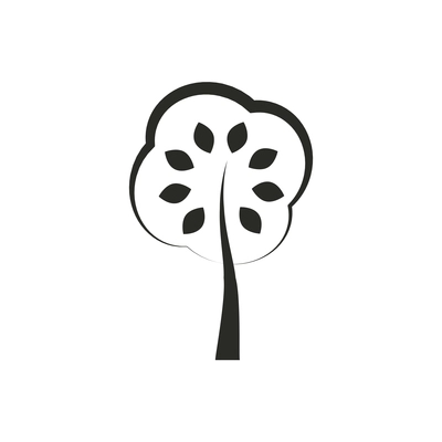 Flat foliage tree icon on white background silhouette vector illustration