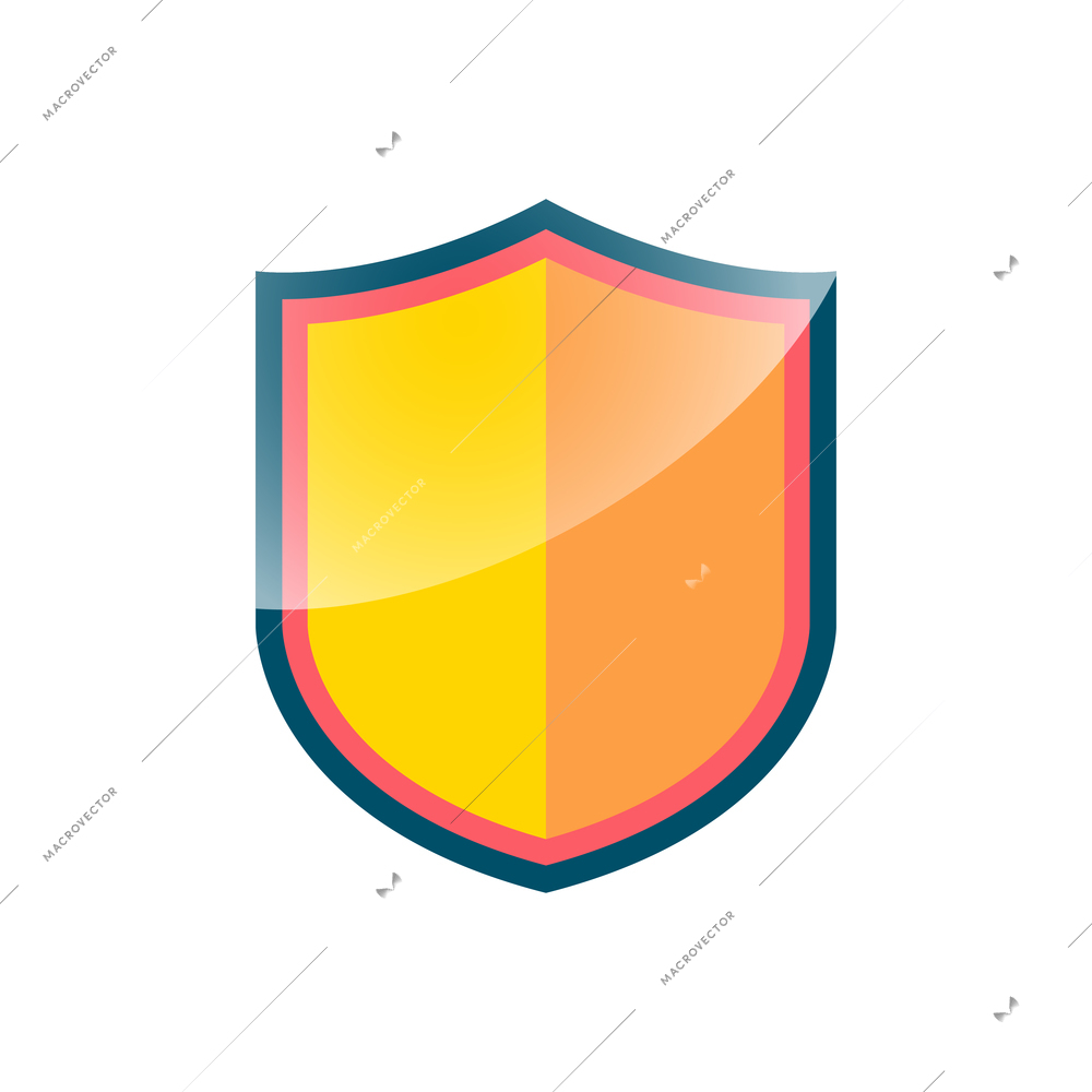 Flat icon with yellow shield vector illustration