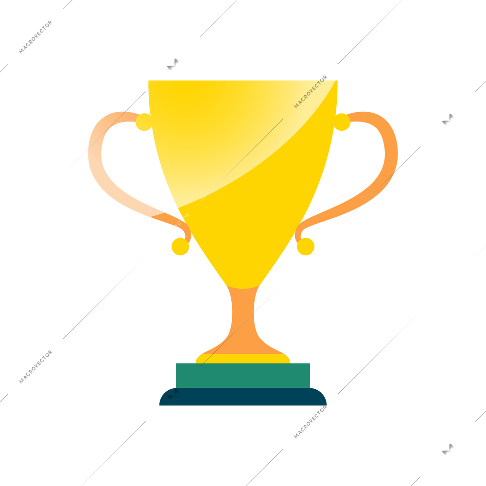 Flat trophy icon with golden cup vector illustration