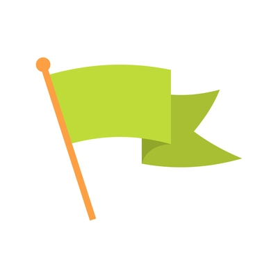 Waving green flag flat icon vector illustration