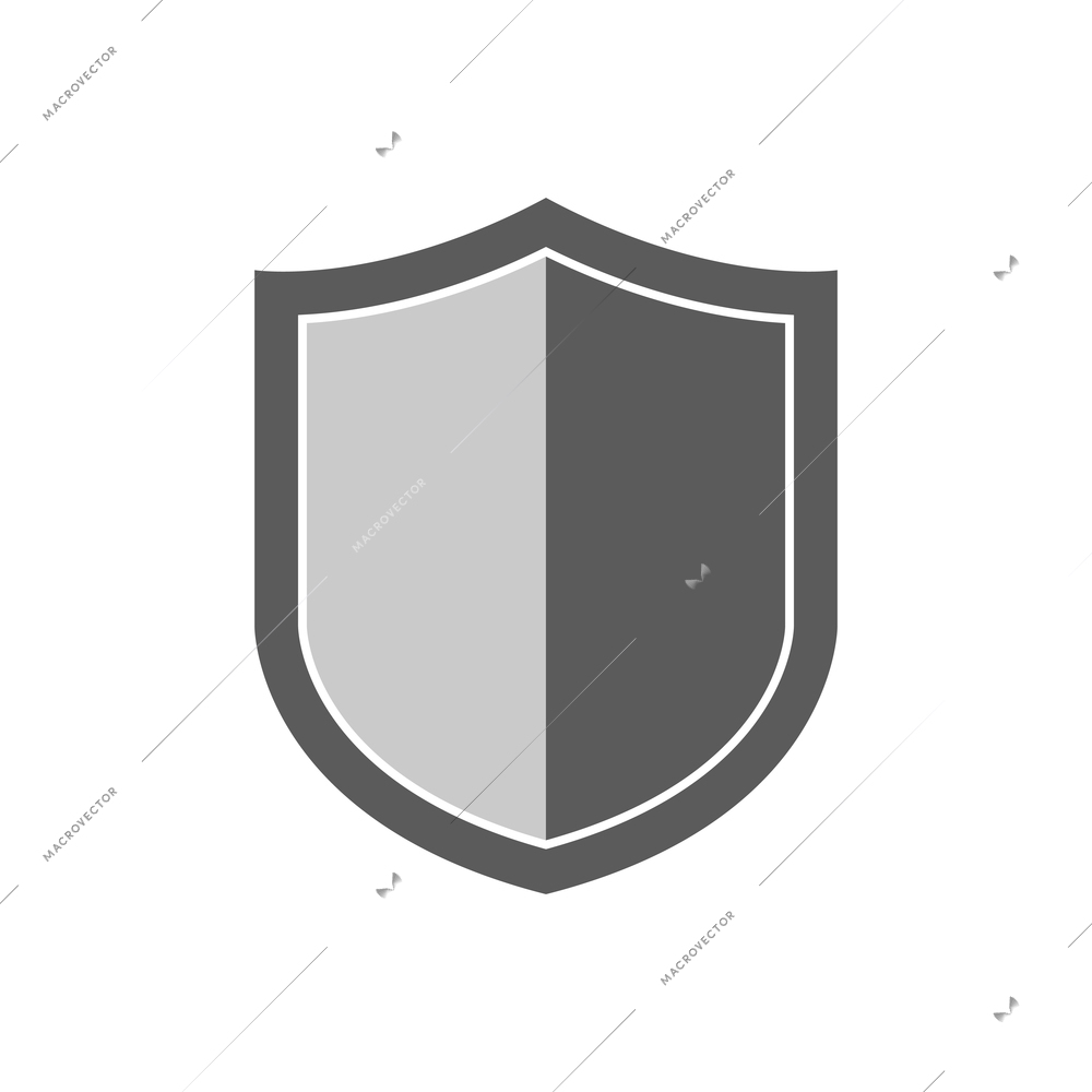 Flat icon with monochrome shield vector illustration