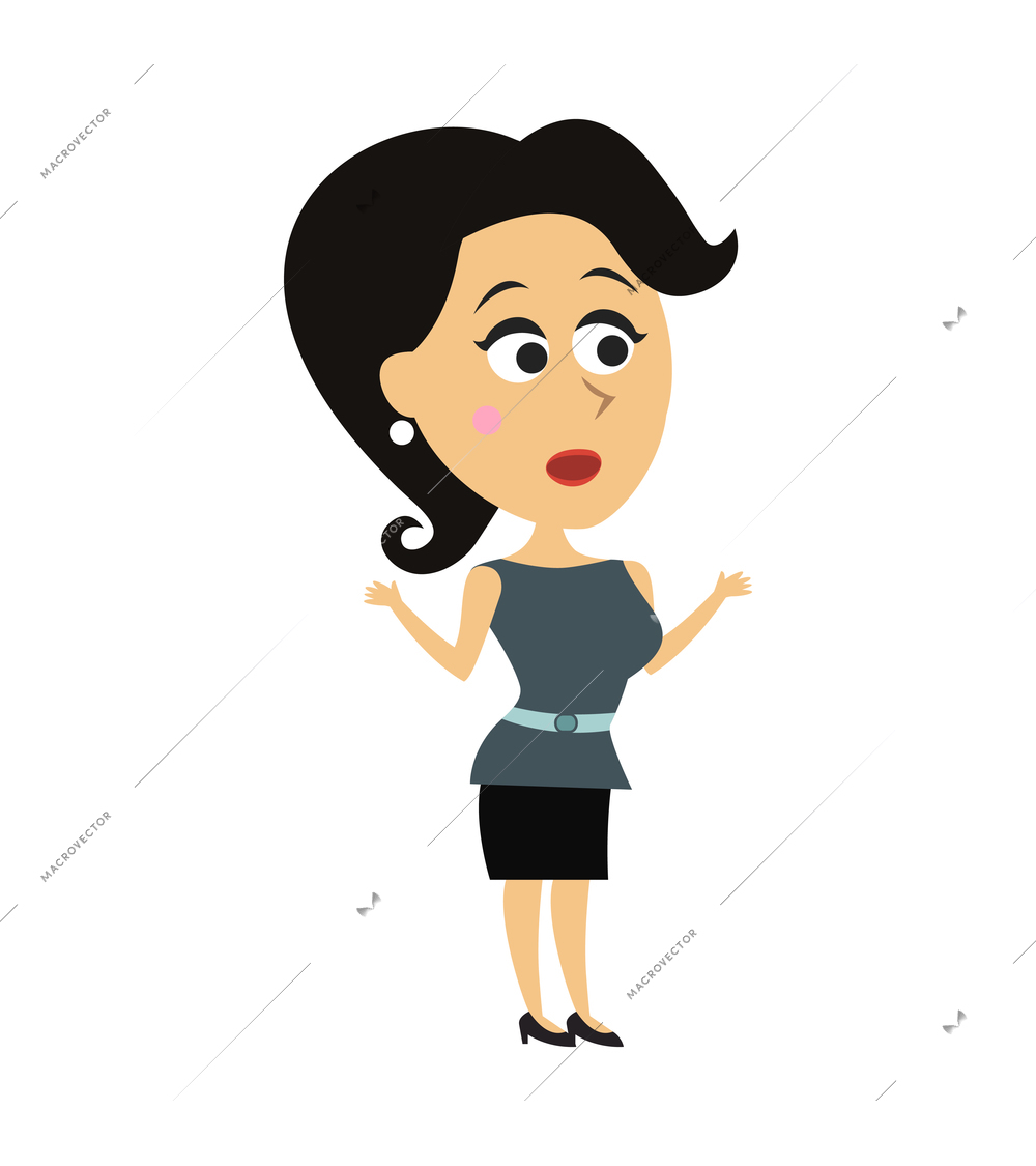 Flat icon with standing confused businesswoman in office wear vector illustration