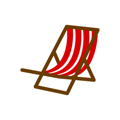 Striped red and white lounge flat icon vector illustration